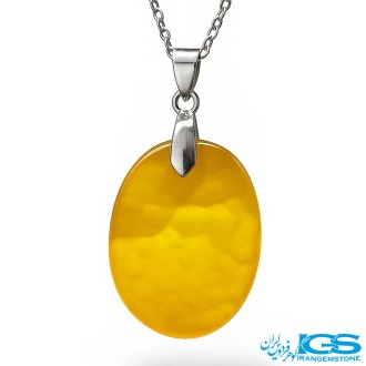 گردنبند عقیق زرد شرف الشمس با زنجیر استیل