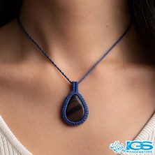 گردنبند سنگ اونیکس مکرومه بافی با خواص درمانی