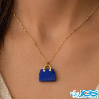 گردنبند لاجورد اصل با زنجیر استیل | سنگی آرامش‌بخش