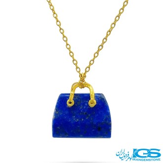 گردنبند لاجورد اصل با زنجیر استیل | سنگی آرامش‌بخش