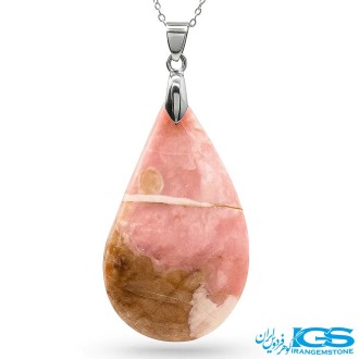 گردنبند سنگ رودونیت با زنجیر استیل