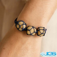 دستبند عقیق سفید مکرومه بافی