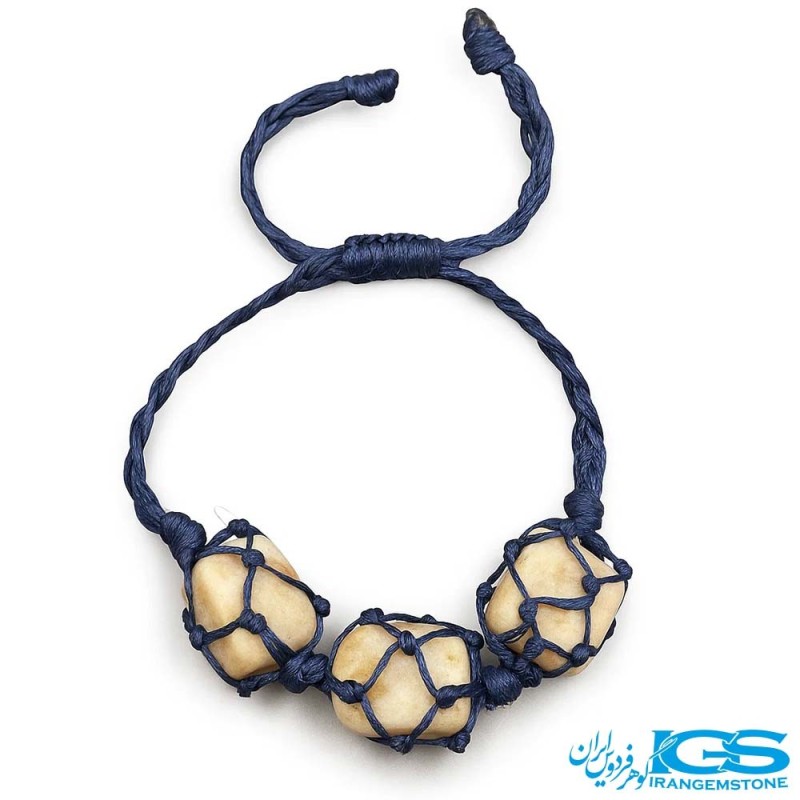 دستبند عقیق سفید مکرومه بافی