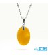 گردنبند عقیق زرد شرف الشمس با زنجیر استیل