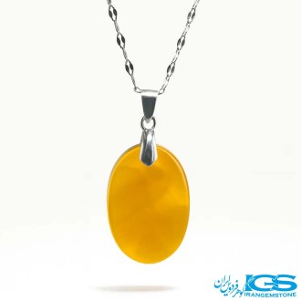 گردنبند عقیق زرد شرف الشمس با زنجیر استیل