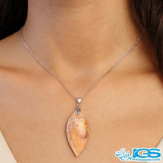 گردنبند سنگ رودونیت با زنجیر استیل