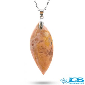 گردنبند سنگ رودونیت با زنجیر استیل