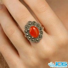 انگشتر نقره کارنلین عقیق ترک سایز 54