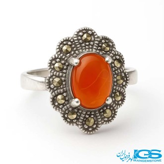 انگشتر نقره کارنلین عقیق ترک سایز 54