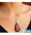 گردنبند جاسپر قرمز مدل اشکی با زنجیر | سنگ قدرت و آرامش