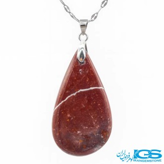 گردنبند جاسپر قرمز مدل اشکی با زنجیر | سنگ قدرت و آرامش