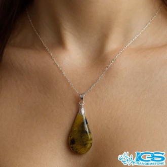 گردنبند لابرادوریت با زنجیر استیل