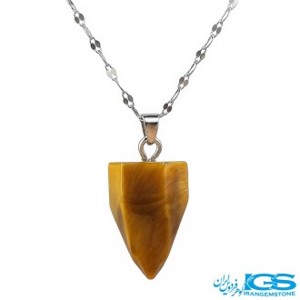 گردنبند سنگ چشم ببر شاقول کوتاه با زنجیر