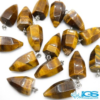 گردنبند سنگ چشم ببر شاقول کوتاه با زنجیر