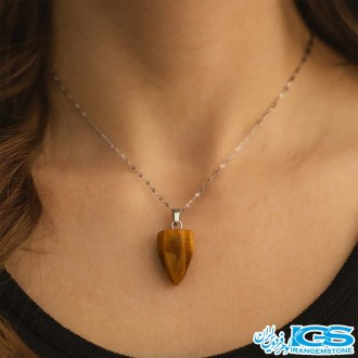 گردنبند سنگ چشم ببر شاقول کوتاه با زنجیر