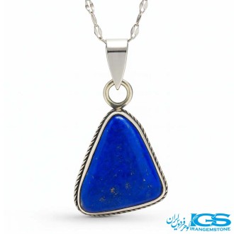 گردنبند لاجورد اصل طرح راف با زنجیر استیل | سنگی آرامش‌بخش