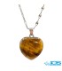 گردنبند سنگ چشم ببر قلب با زنجیر