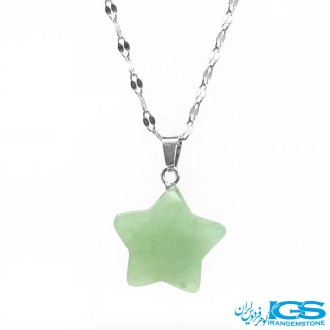 سنگ آونتورین سبز ستاره با زنجیر استیل