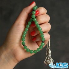 تسبیح آونتورین سبز ۳۳ دانه | سنگ آرامش قلب