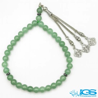 تسبیح آونتورین سبز ۳۳ دانه | سنگ آرامش قلب