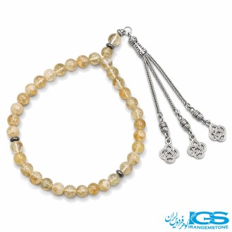 تسبیح سنگ سیترین ۳۳ دانه‌ای اصل