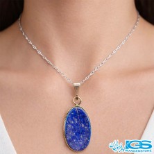 گردنبند لاجورد اصل با زنجیر استیل | سنگی آرامش‌بخش