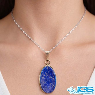 گردنبند لاجورد اصل با زنجیر استیل | سنگی آرامش‌بخش