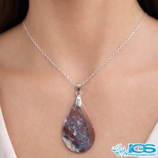 گردنبند جاسپر قرمز مدل اشکی با زنجیر | سنگ قدرت و آرامش