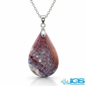 گردنبند جاسپر قرمز مدل اشکی با زنجیر | سنگ قدرت و آرامش
