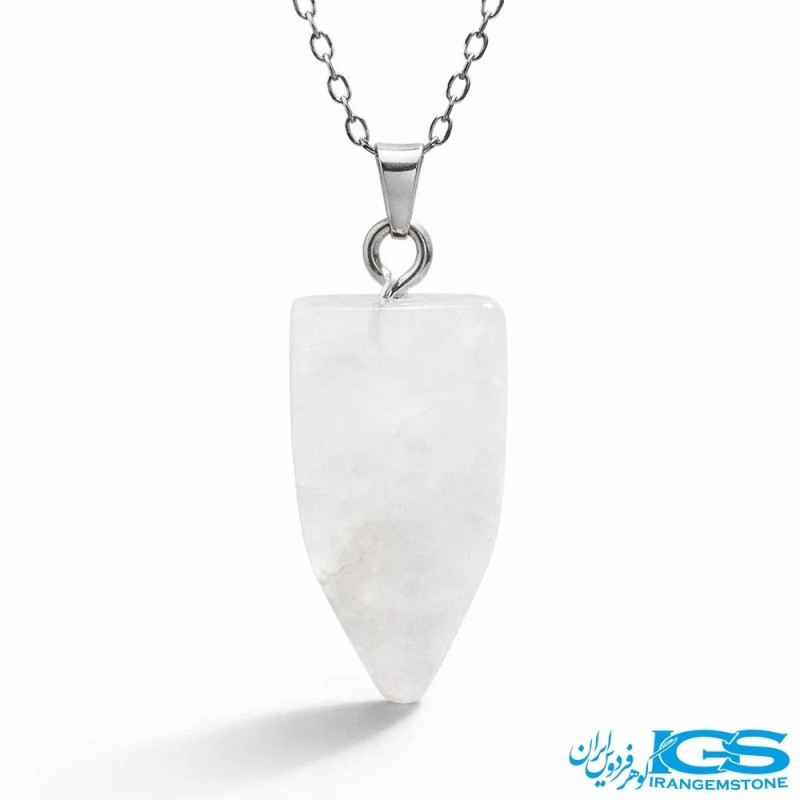 گردنبند سنگ کریستال کوارتز  مخروطی با زنجیر