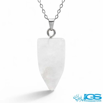 گردنبند سنگ کریستال کوارتز  مخروطی با زنجیر
