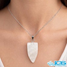 گردنبند سنگ کریستال کوارتز  مخروطی با زنجیر