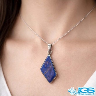گردنبند لاجورد اصل با زنجیر استیل | سنگی آرامش‌بخش