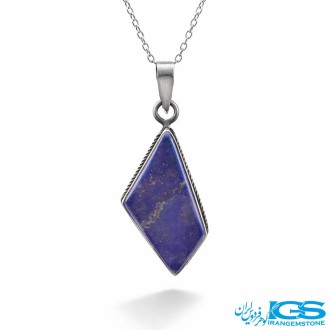 گردنبند لاجورد اصل با زنجیر استیل | سنگی آرامش‌بخش