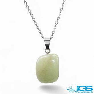 گردنبند سنگ آونتورین سبز با زنجیر استیل