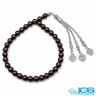 تسبیح گارنت سرخ 33 دانه‌ای | سنگ لعل سرخ، نماد عشق و آرامش
