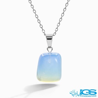 گردنبند اوپالین سفید با زنجیر استیل