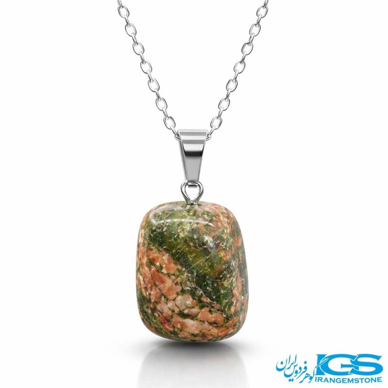 گردنبند سنگ اوناکیت راف با زنجیر