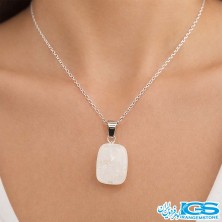 گردنبند سنگ کریستال کوارتز راف با زنجیر استیل