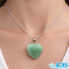 گردنبند سنگ آونتورین قلب سبز با زنجیر استیل