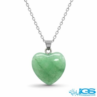 گردنبند سنگ آونتورین قلب سبز با زنجیر استیل