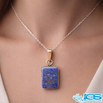 گردنبند لاجورد اصل با زنجیر استیل | سنگی آرامش‌بخش