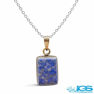 گردنبند لاجورد اصل با زنجیر استیل | سنگی آرامش‌بخش