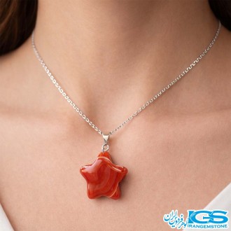 گردنبند عقیق کارنلین ستاره (بدون زنجیر) | انرژی‌بخش