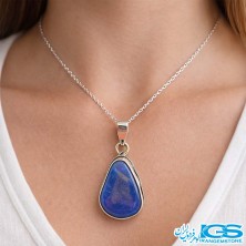 گردنبند لاجورد اصل با زنجیر استیل | سنگی آرامش‌بخش