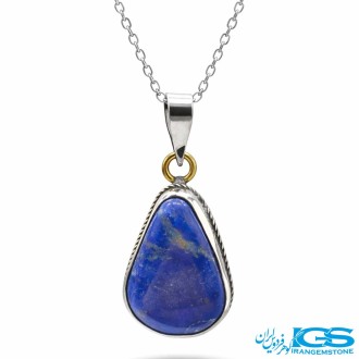 گردنبند لاجورد اصل با زنجیر استیل | سنگی آرامش‌بخش