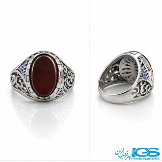 انگشتر نقره کارنلین عقیق مردانه