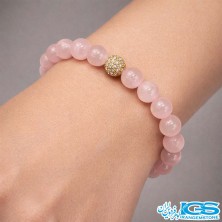 دستبند سنگ رزکوارتز سواراسکی کشی - تقویت عشق و محبت