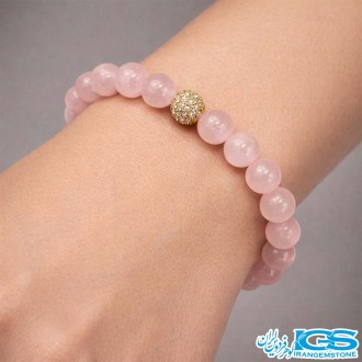 دستبند سنگ رزکوارتز سواراسکی کشی - تقویت عشق و محبت