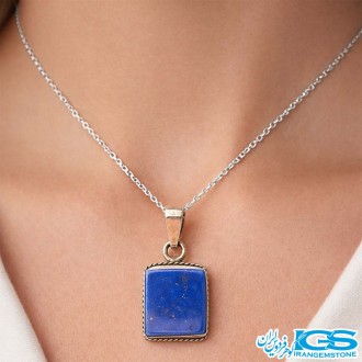 گردنبند لاجورد اصل با زنجیر استیل | سنگی آرامش‌بخش